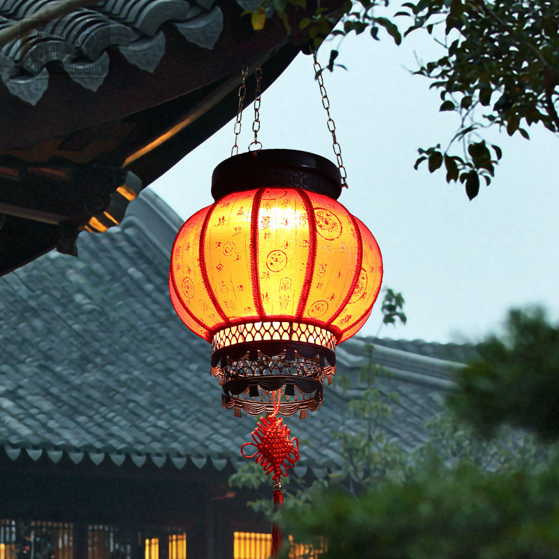 Solar Red Lantern Lamp Chandelier Outdoor Waterproof Festival Light Chinese Lantern Pastoral Chinese style Red Lantern
