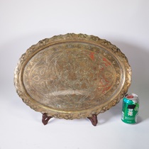 1900 years East West Asia Persian Antiquity carved oval bronze disc seat disc decorated disc folk old objects 47 cm