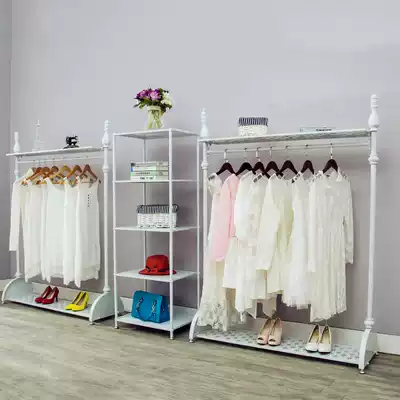European-style high-end hanger display rack clothing shelf clothing store hanging clothes rack floor wrought iron clothing Nakajima rack