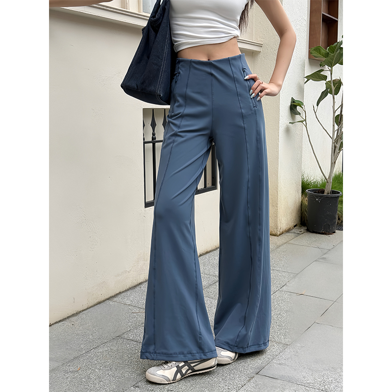 Luqi Lulu Leg-Enhancing Pants for Autumn and Winter, Hip-Lifting, Hip-Covering, High-Waisted, Elastic Waistband, Wide-Leg, Sports Casual Long Pants