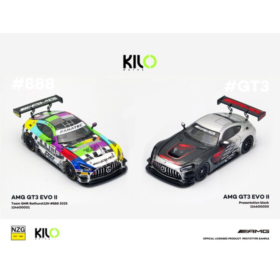 Kiloworks 1:64 Mercedes-Benz Amg Gt3 Evo Ii with Openable Hood Alloy Car Model