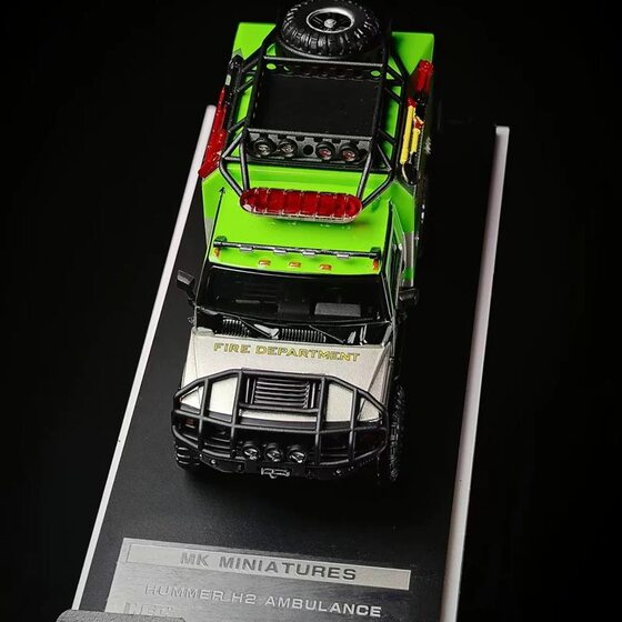 Mk Miniatures 1:64 Hummer H2 Ambulance Beijing Hec Limited Edition Alloy Car Model Green
