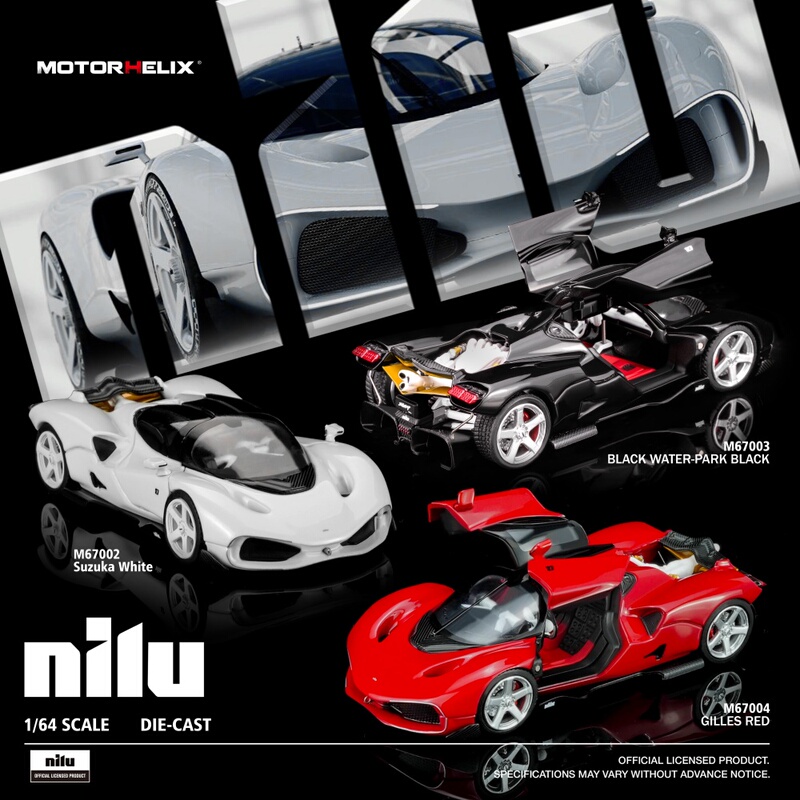 Motorhelix Mh 1:64 Nero Nilu 27 Supercar Alloy Openable Doors Car Model