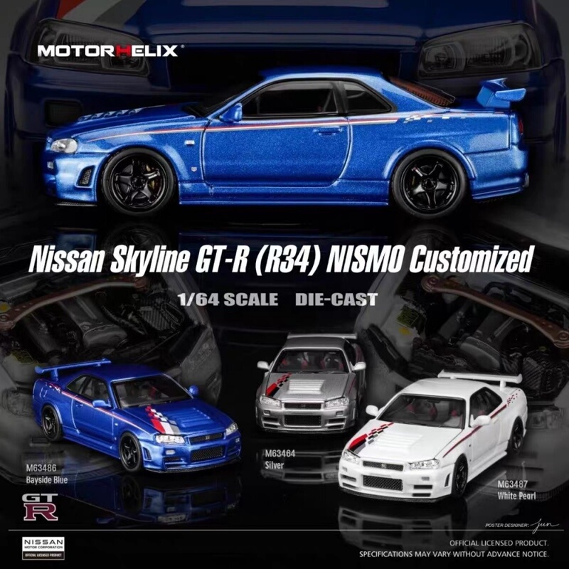 Motorhelix Mh 1:64 Nissan Gtr R34 Customized Decal Alloy Car Model Motorhelix Mh 1:64 Nissan Gtr R34 Customized Decal Alloy Car Model