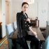 Hino 2018 xuân mới đen đính sequin tự nhiên đôi ngực nhỏ phù hợp với áo khoác ngắn nữ bộ vest nữ Business Suit