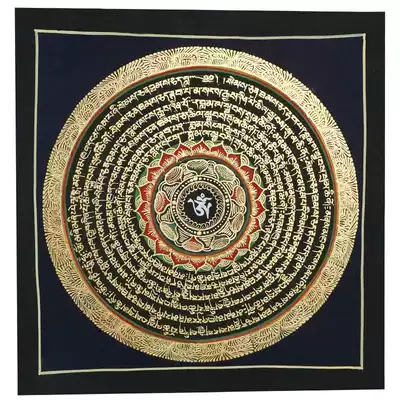 Tibetan hand-painted Thangka decorative painting Entrance hanging painting Six-character truth mantra Da Ming Mantra Aisle wall painting Buddha hall decorative supplies