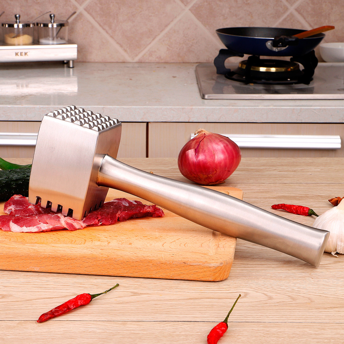 304 large stainless steel meat hammer ribs hammer Steak hammer Pork chop hammer Meat stick solid hammer Ice hammer Tender meat hammer