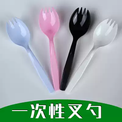 Disposable fork spoon plastic spoon dessert spoon independent packaging cake fork fast food rice delivery spoon fork spoon one