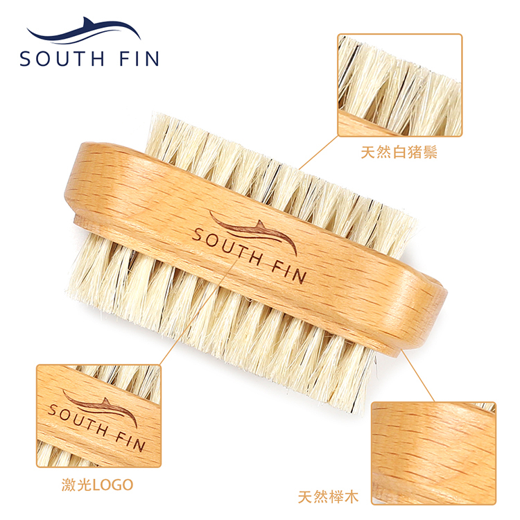 Beech Wood White Boar Bristle Double-Sided Wide and Narrow Nail Brush South Fin New Nail Art Tool