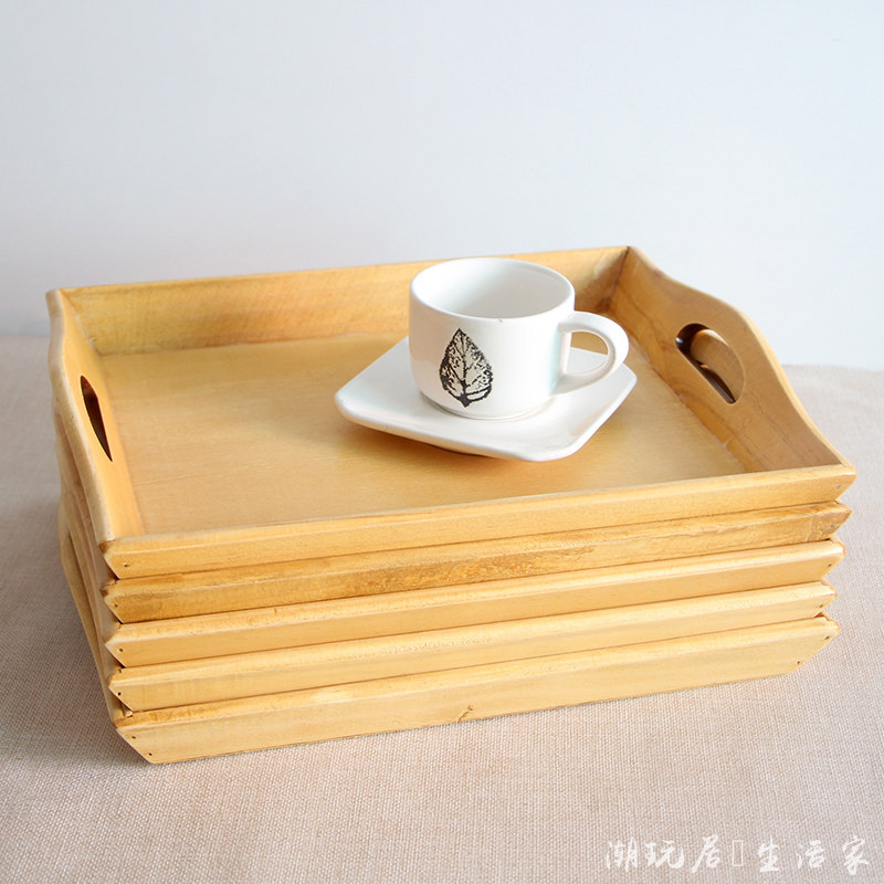 Wooden portable dishes retro made of old tea tray fruit tray Desktop Cosmetic Snack containing box Upper Tray Subflat Pan