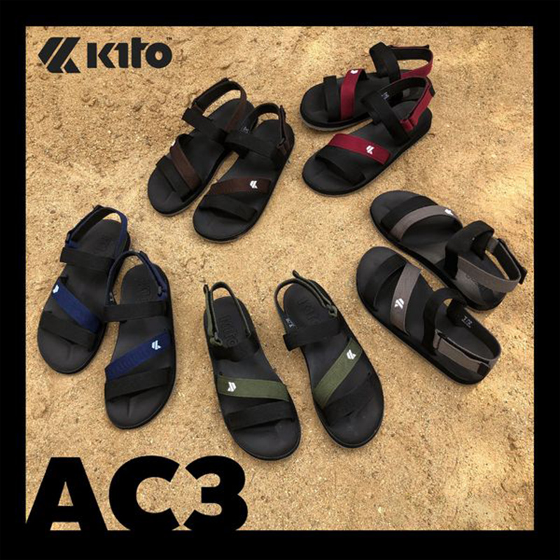 KITO Thailand imported natural rubber sandals men's trendy 2021 new Velcro open-toed casual beach shoes