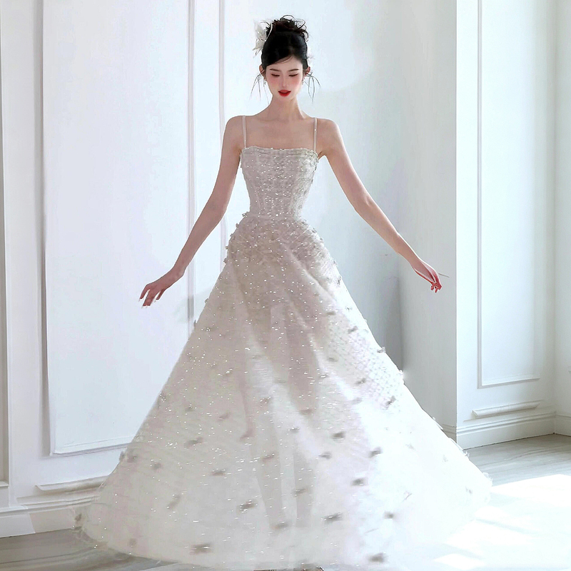 Heavy-Duty White Strapless Engagement Banquet Evening Dress, High-End and Elegant Birthday Party Bridal Toast Dress, Super Fairy-Like Light Wedding Dress Heavy-Duty White Strapless Engagement Banquet Evening Dress, High-End and Elegant Birthday Party Bridal Toast Dress, Super Fairy-Like Light Wedding Dress