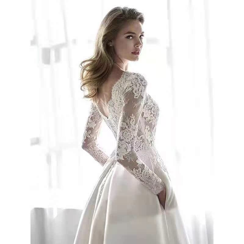 Wedding 2020 cô dâu mới Pháp Pháp retro ánh sáng chính chiếc váy cưới váy đơn giản sen dòng chương mỏng dấu nhỏ chụp tour du lịch