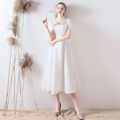 French light wedding dress small dress simple atmosphere white small man can usually wear temperament license registration dress