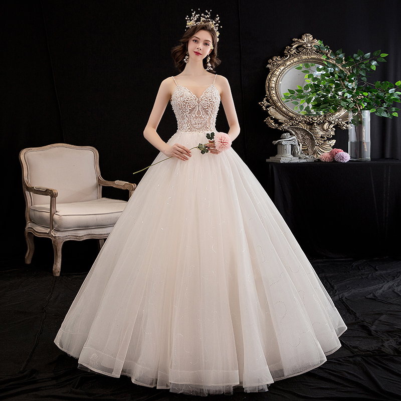 Wedding 2020 mới Sen kiểu cô dâu sling váy cưới ánh sáng siêu cổ tích đơn giản trẻ nhỏ của Pháp mơ mỏng