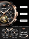 Montre pour hommes de marque suisse véritable creux affaires multi-fonction tourbillon montre à la mode en cuir véritable cadeau