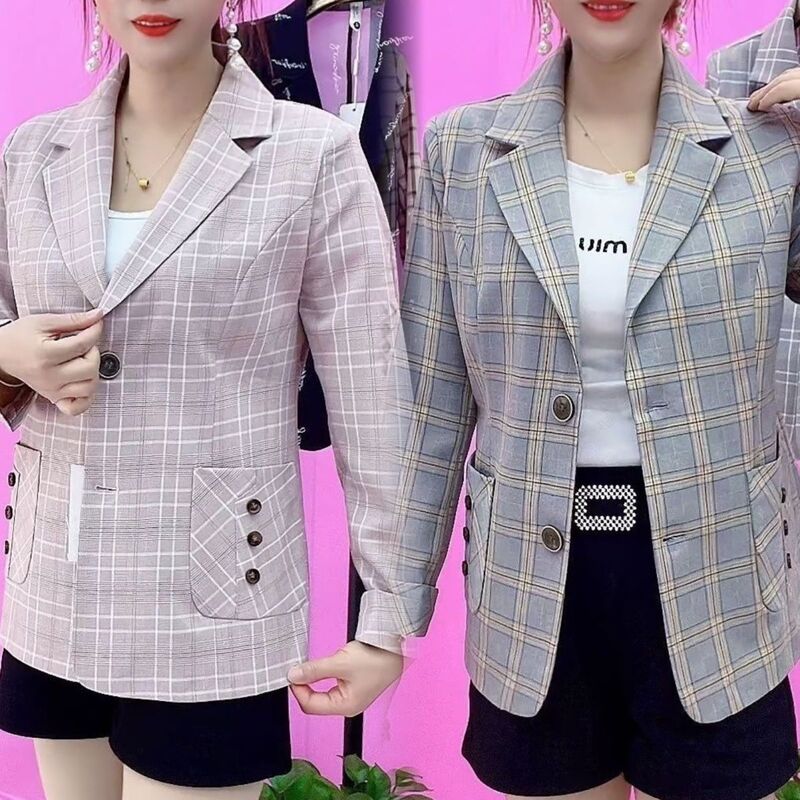 Plaid Blazer for Women 2026 Spring and Autumn New Trendy Retro Slim Casual Long-Sleeve Professional Suit Jacket Plaid Blazer for Women 2026 Spring and Autumn New Trendy Retro Slim Casual Long-Sleeve Professional Suit Jacket