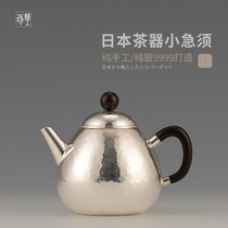 Japanese silver pot sterling silver 9999 kettle pure handmade tea ceremony home Tea Tea Teapot hammer whiskers