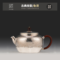 Wonderful hand Song original Japanese handmade silver pot kettle silver teapot 9999 foot silver retro boiling kettle a dozen