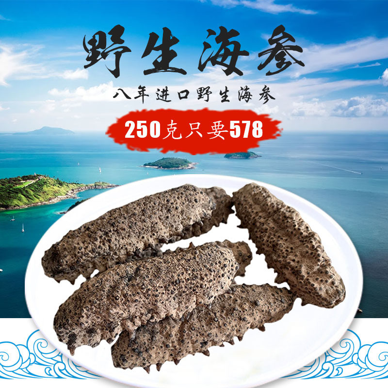 Wild Light Dry Sea Cucumber Dry Goods South America's Sea Cucumbers American Import Sea Percolation 250g for 2 copies of 500g special price