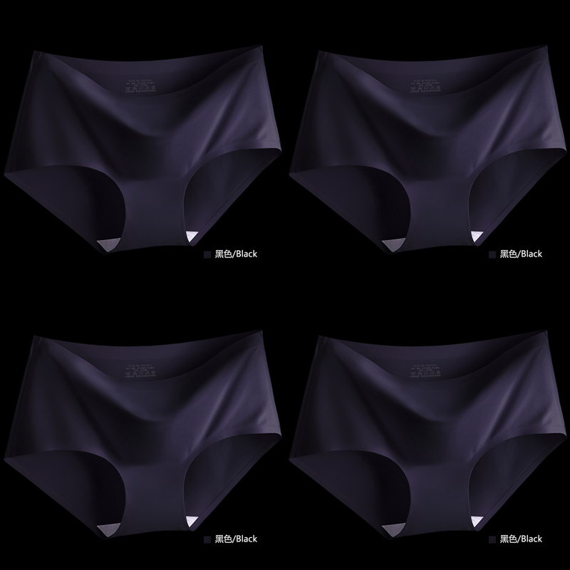 4 BlackNo trace underpants ma'am One piece cotton material Crotch shorts less girl student summer Thin ventilation middle-waisted Big size Underpants head