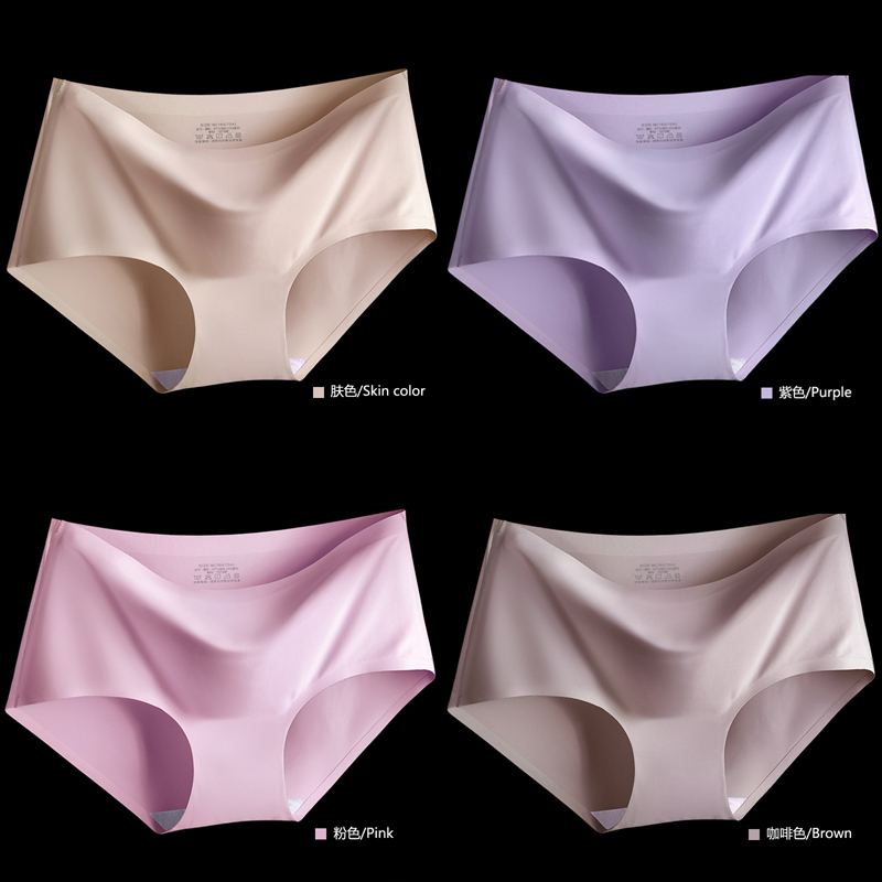 Skin Color + Purple + Pink + CoffeeNo trace underpants ma'am One piece cotton material Crotch shorts less girl student summer Thin ventilation middle-waisted Big size Underpants head