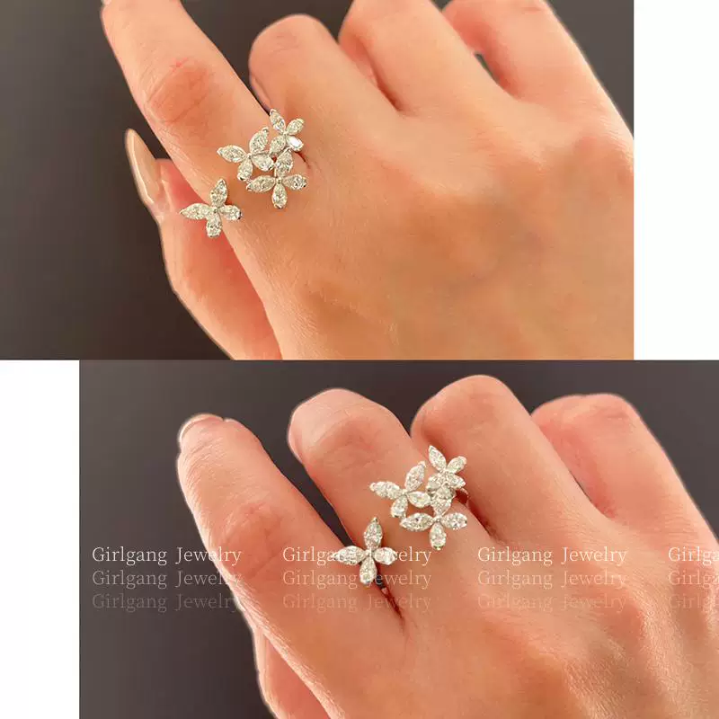 Small design cute classic artificial wedding ring, diamond encrusted
