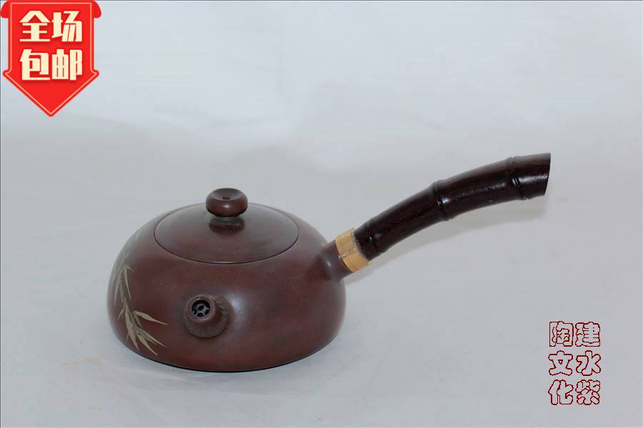 Middle name Tao Yunnan Ceramics Arts Master Jiang Jiacai Jianshui Purple Pottery Cross Handle Copper Connector Ruyi Pot