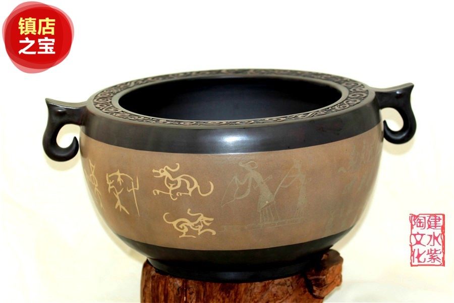 China's Name Tao Jianshui Zitao China Ceramic Art Master Ma Chenglin Minority Cliff Painting Twin-Feng Shui Vat