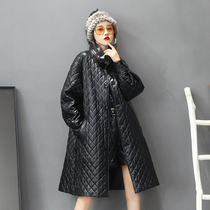 Leather womens long warm thick sheepskin windbreaker autumn new leather loose Joker coat