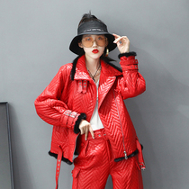 Leather thick leather clothing womens sheep leather marinade wool collar warm coat Street wind loose Joker motorcycle jacket