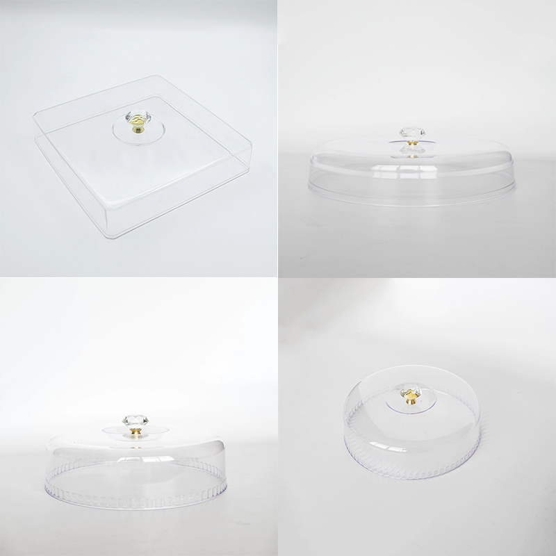 Exquisite Crystal Handle, Creative Plastic Lid, Nut Plate, Fruit Plate, Acrylic Lid, Dust Cover, Transparent Plastic Cover