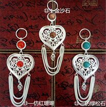 Mongolian minority style coral turquoise gold sand sterling silver bracelet bracelet pendant earrings chest hanging jewelry