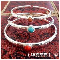 Mongolian minority style coral turquoise gold sand sterling silver bracelet bracelet pendant earrings chest hanging jewelry