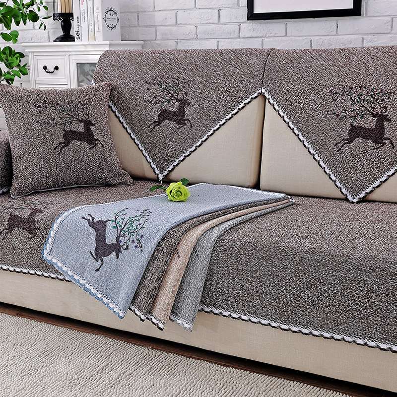 Four seasons cotton thread lace sofa cushion universal fabric non-slip simple sofa cushion living room cushion full cover sofa towel