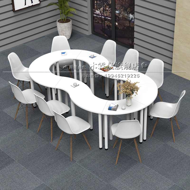 Psychological counseling room table and chair combination library reading table middle school students color table training group counseling table ellipse