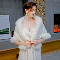 Bride Wedding Hairy Shawls Autumn and Winter 2019 New Wedding Cloak Weatherly Banquet Dress Thickened Coats