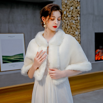 Bride wedding woolen shawl autumn winter wedding bridesmaid dress cheongsam cloak big size coat thick cotton