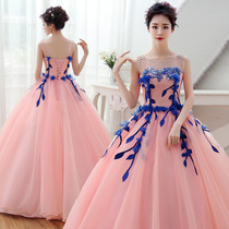 New art examination dress wedding dress color yarn performance tutu theme wedding dress stage solo performance dress long female