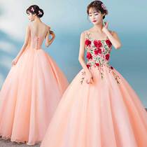 New color wedding dress solo student art test banquet womens long year meeting stage performance dress dress