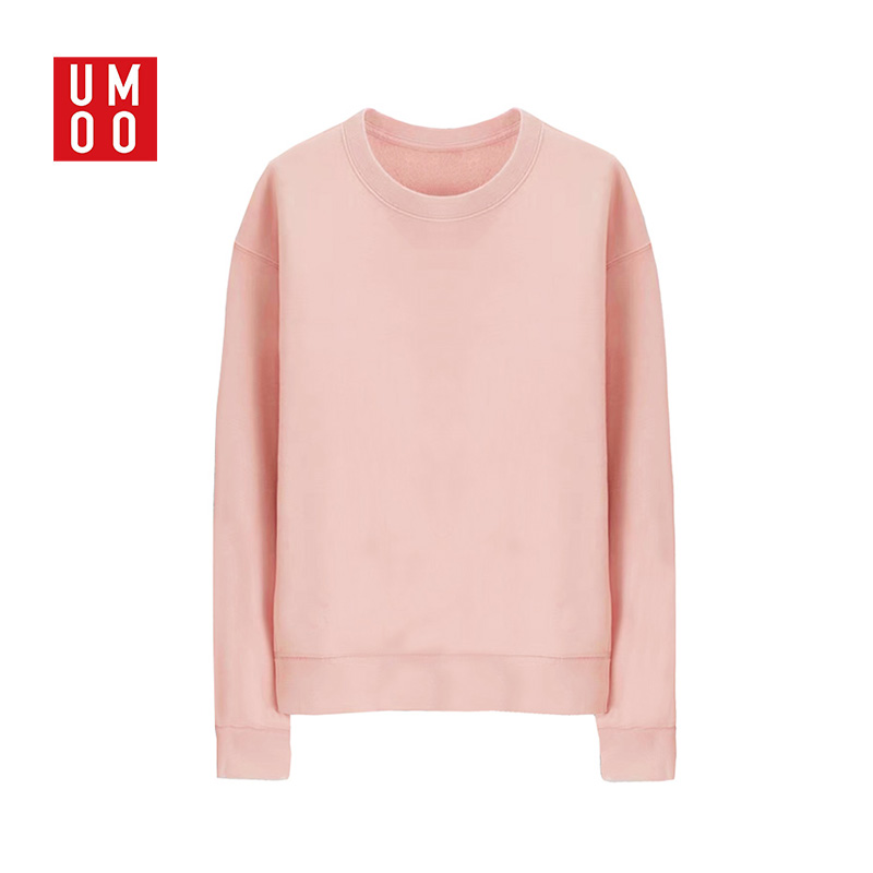 Solid color round neck thick cotton T women's pullover spring and autumn casual sports top loose cotton knitted long sleeve jacket