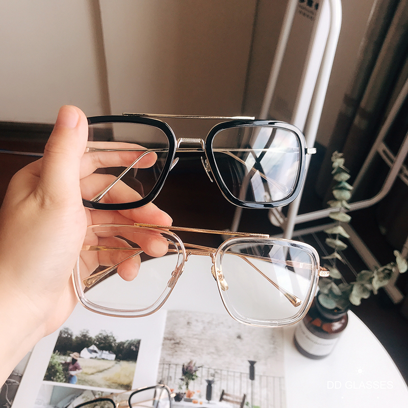 Square myopia glasses women can be equipped with net red models without makeup artifact with degrees round face decoration transparent eye frame men