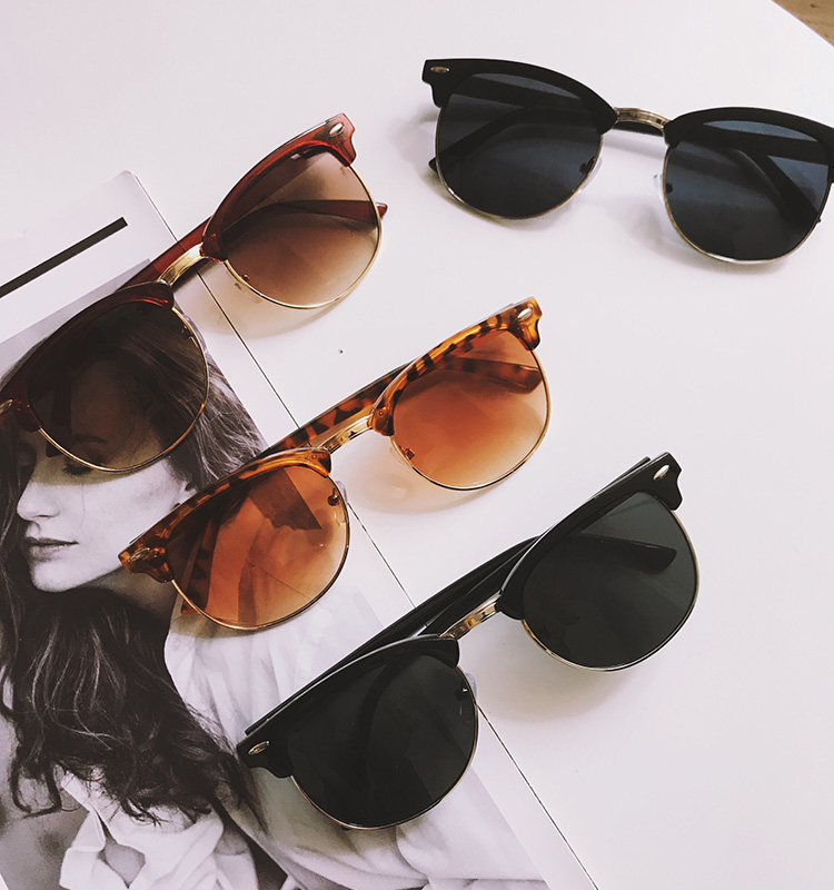 Trendy European and American half-frame Hong Kong wind sunglasses men's myopia sunglasses women's driving mirror driving cool cool sunglasses tide