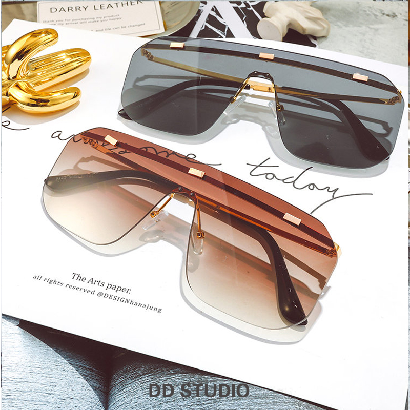 ins super fire Europe and the United States 2022 all-in-one rimless sunglasses men and women trend color large frame sunglasses toad glasses