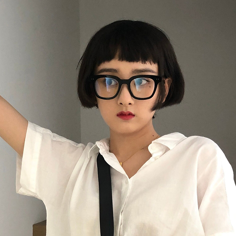 Song Zuer the same black frame without makeup black frame glasses Korean version of the trendy retro flat light myopia glasses frame men