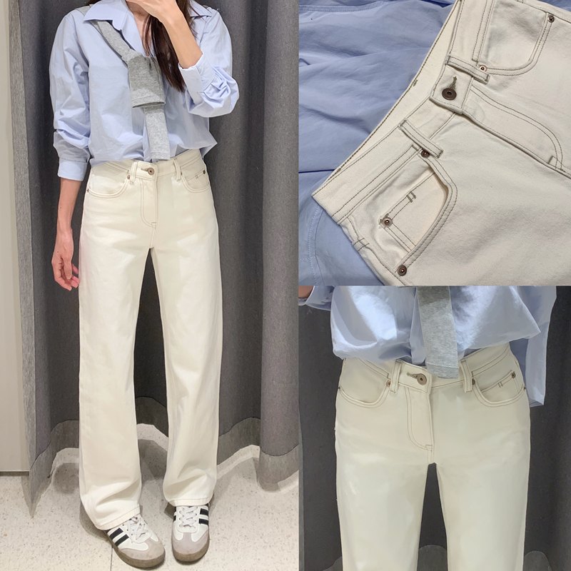 Fairy-Like White Jeans 2026 Early Spring Ys Same Style Classic Slim-Fit Straight White Jeans White Jeans