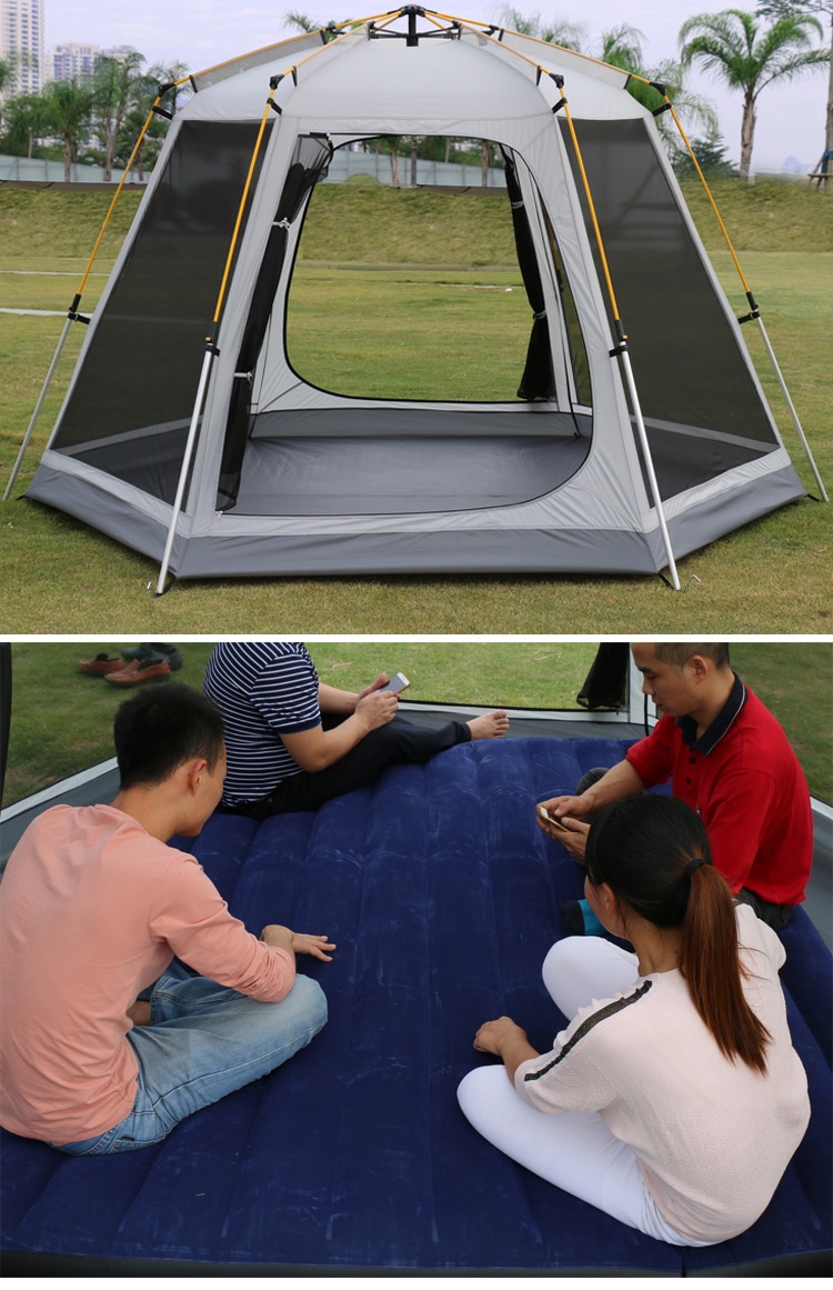 Lều ngoài trời 3-4-5-8 người dày gấp đôi cắm trại chống mưa gia đình cực nhôm cắm trại nhiều người tự động - Lều / mái hiên / phụ kiện lều lều cắm trại 2 người