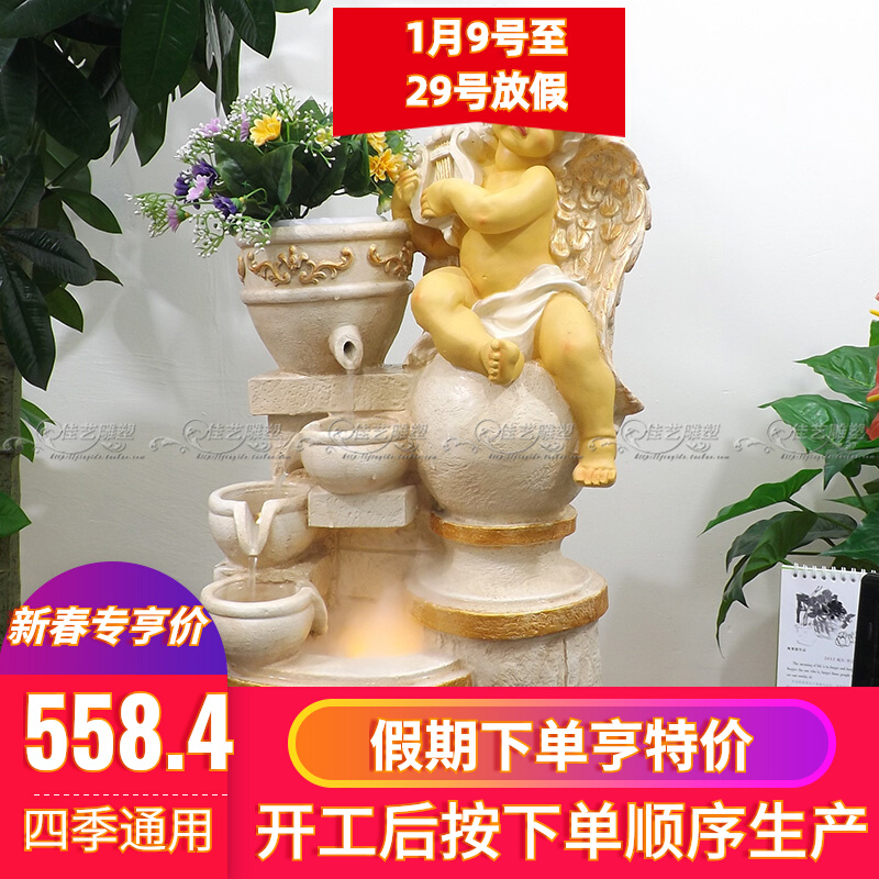 European-style fiberglass figure sculpture artwork living room outdoor floor-to-ceiling furnishings can be customized to make angel water fountains