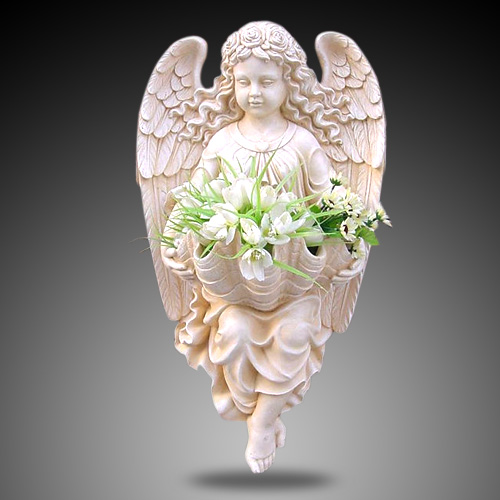 Eurostyle Wall-mounted Small Angel Flower Basket Reliefs Decorated Villa Living Room Garden Patio Outdoor Wall Wall Hanging Accessories-Taobao