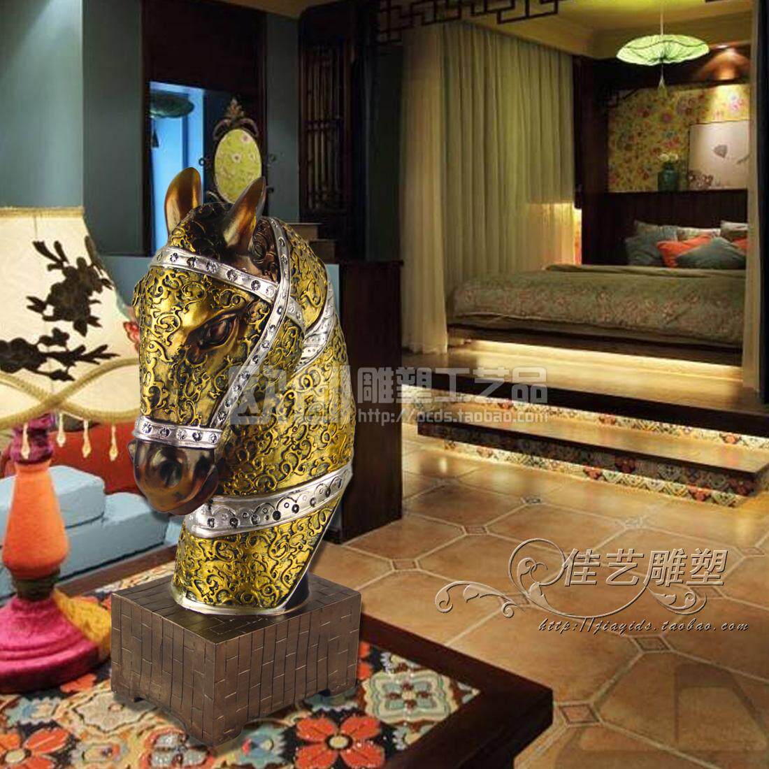 Eurofiberglass Figure Sculpture Artwork Living Room Outdoor Ground Floor Furnishing Can Be Customized As General Horse Head Desktop